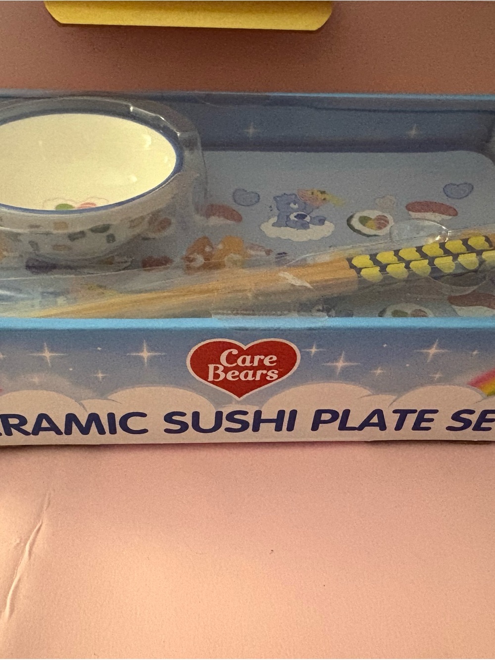 Care Bears Blue Ceramic Sushi Plate Set with Chopsticks